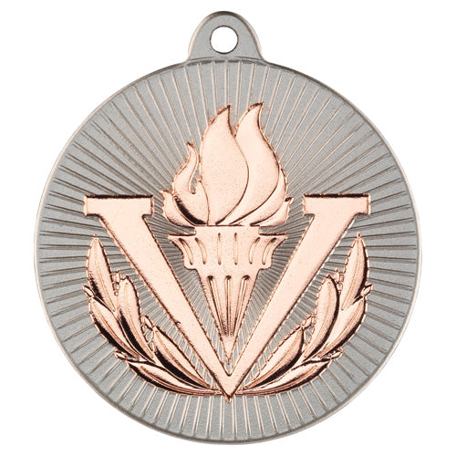 Victory Torch Two Colour Medal Matt Silver/Bronze - 2In