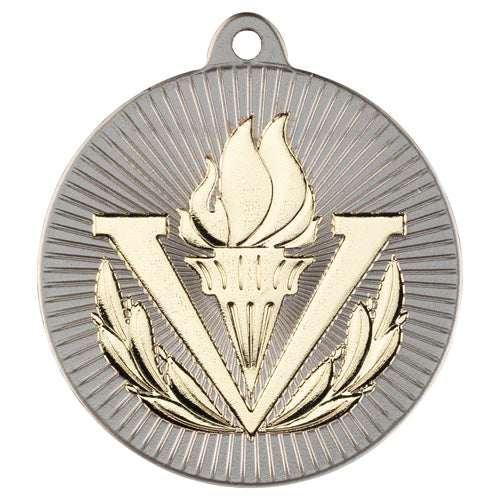 Victory Torch Two Colour Medal Matt Silver/Gold - 2In