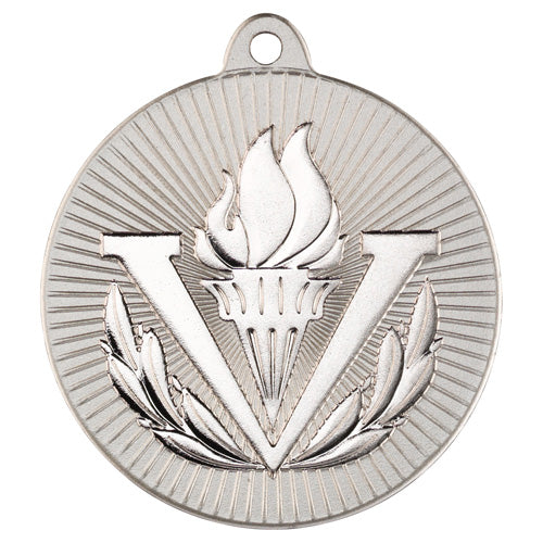 Victory Torch Two Colour Medal Matt Silver/Silver - 2In