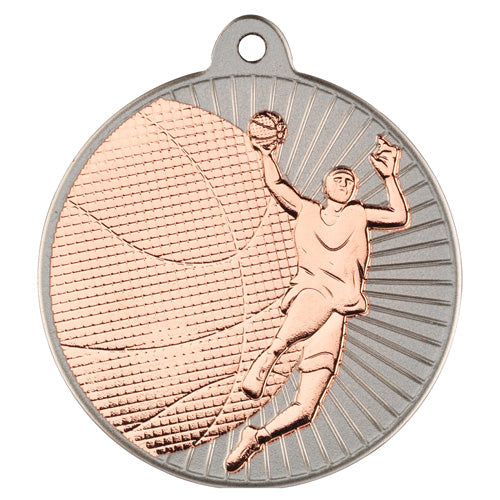 Basketball Two Colour Medal Matt Silver/Bronze - 2In