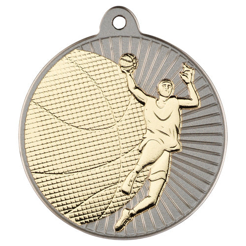 Basketball Two Colour Medal Matt Silver/Gold - 2In