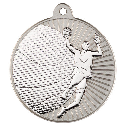 Basketball Two Colour Medal Matt Silver/Silver - 2In