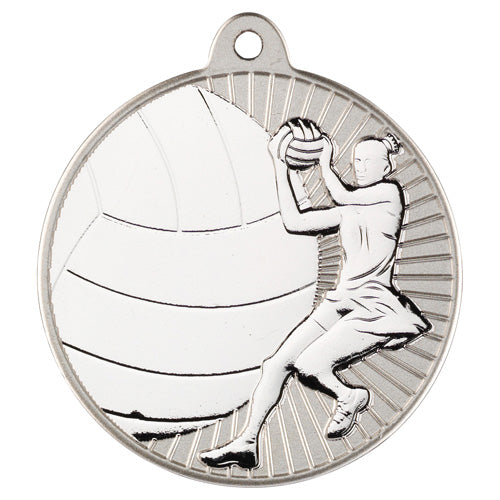 Netball Two Colour Medal Matt Silver/Silver - 2In