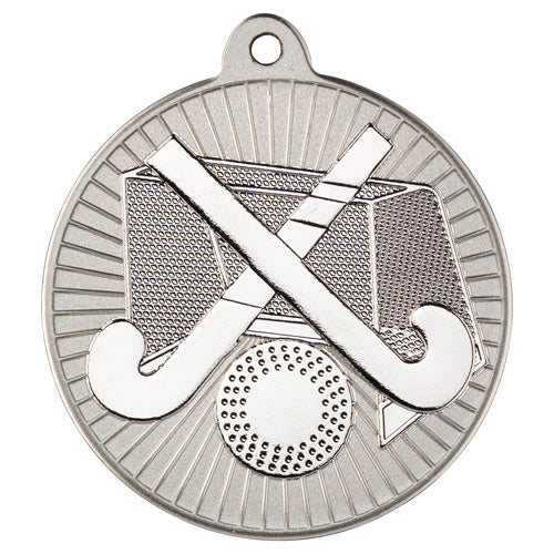 Hockey Two Colour Medal Matt Silver/Silver - 2In