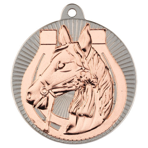 Horse Two Colour Medal Matt Silver/Bronze - 2In