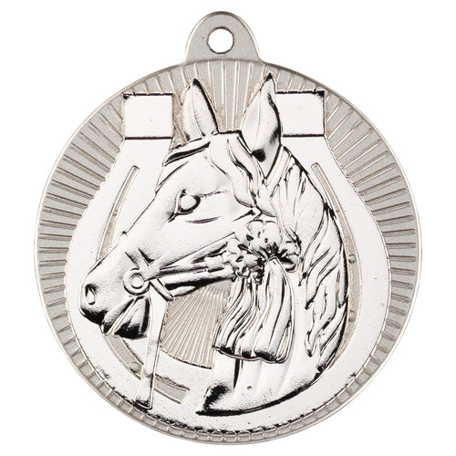 Horse Two Colour Medal Matt Silver/Silver - 2In