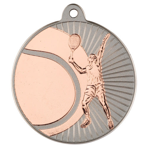 Tennis Two Colour Medal Matt Silver/Bronze - 2In