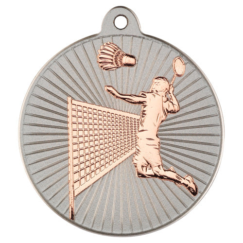 Badminton Two Colour Medal Matt Silver/Bronze - 2In