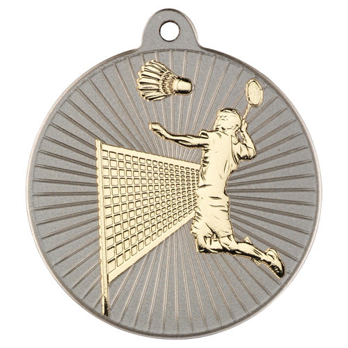 Badminton Two Colour Medal Matt Silver/Gold - 2In