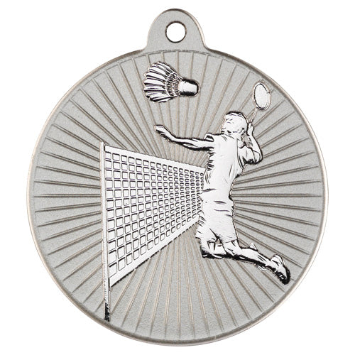 Badminton Two Colour Medal Matt Silver/Silver - 2In