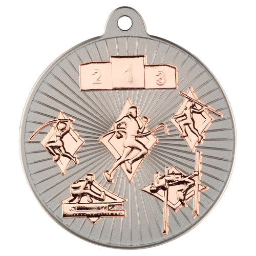 Multi Athletics Two Colour Medal - Matt Silver/Bronze 2In