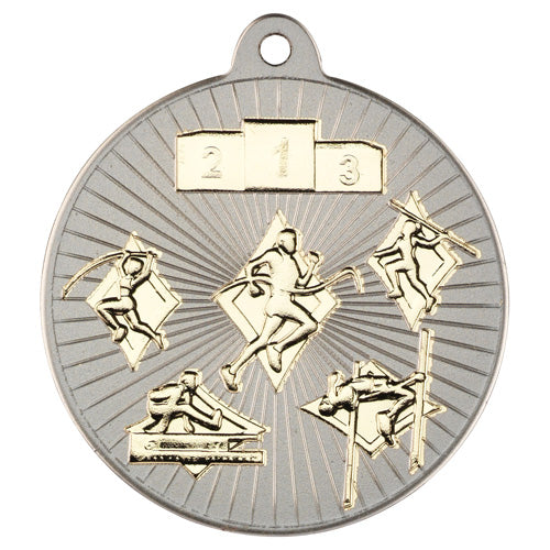 Multi Athletics Two Colour Medal - Matt Silver/Gold 2In