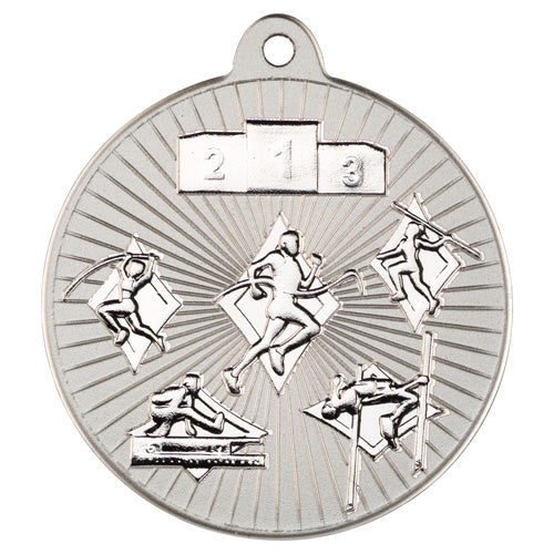 Multi Athletics Two Colour Medal - Matt Silver/Silver 2In