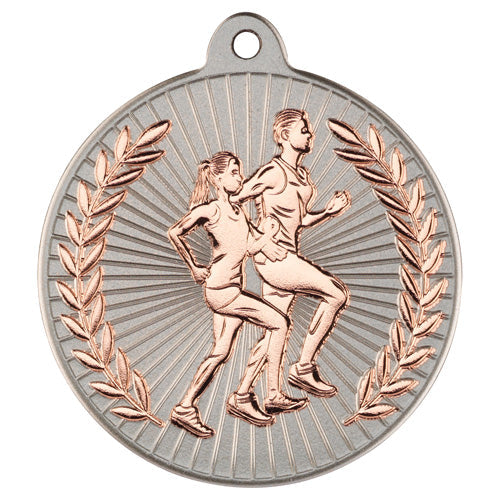 Running Two Colour Medal Matt Silver/Bronze - 2In