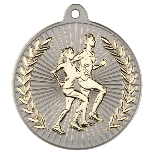 Running Two Colour Medal Matt Silver/Gold - 2In