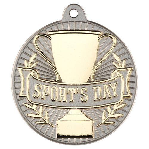 Sports Day Two Colour Medal Matt Silver/Gold - 2In