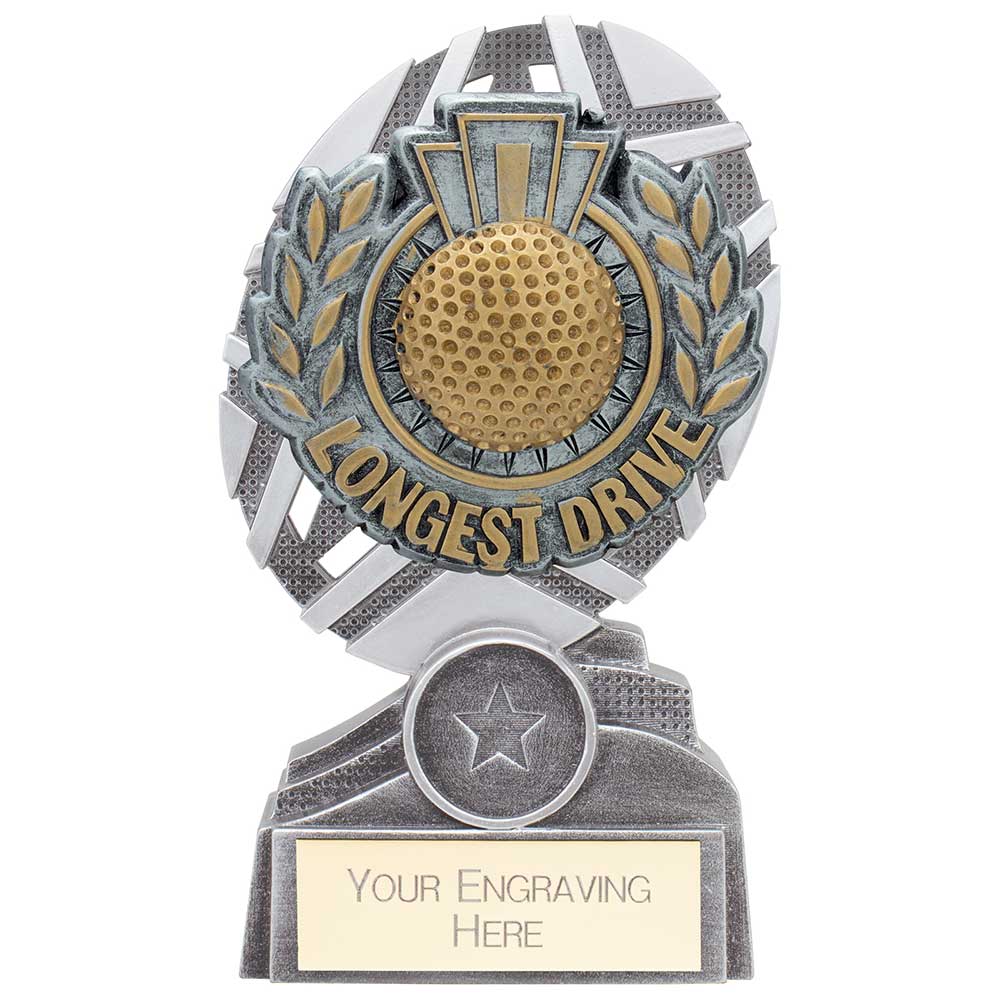 The Stars Longest Drive Plaque Award Silver & Gold 150mm