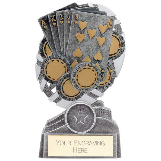 The Stars Poker Cards Plaque Award Silver & Gold 150mm