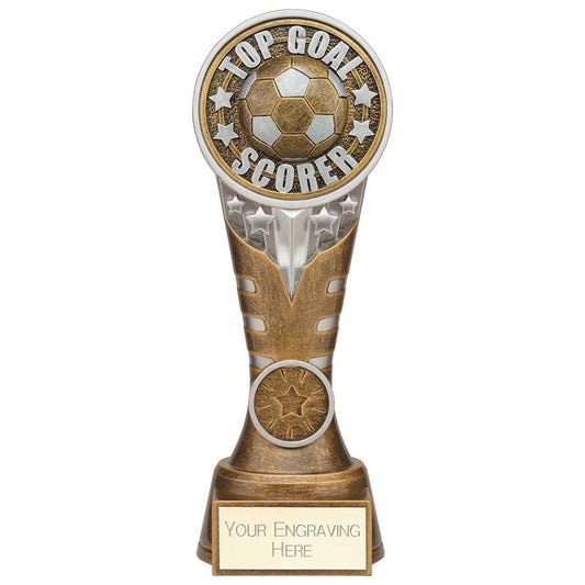 Ikon Tower Top Goal Scorer Award Antique Silver & Gold 200mm