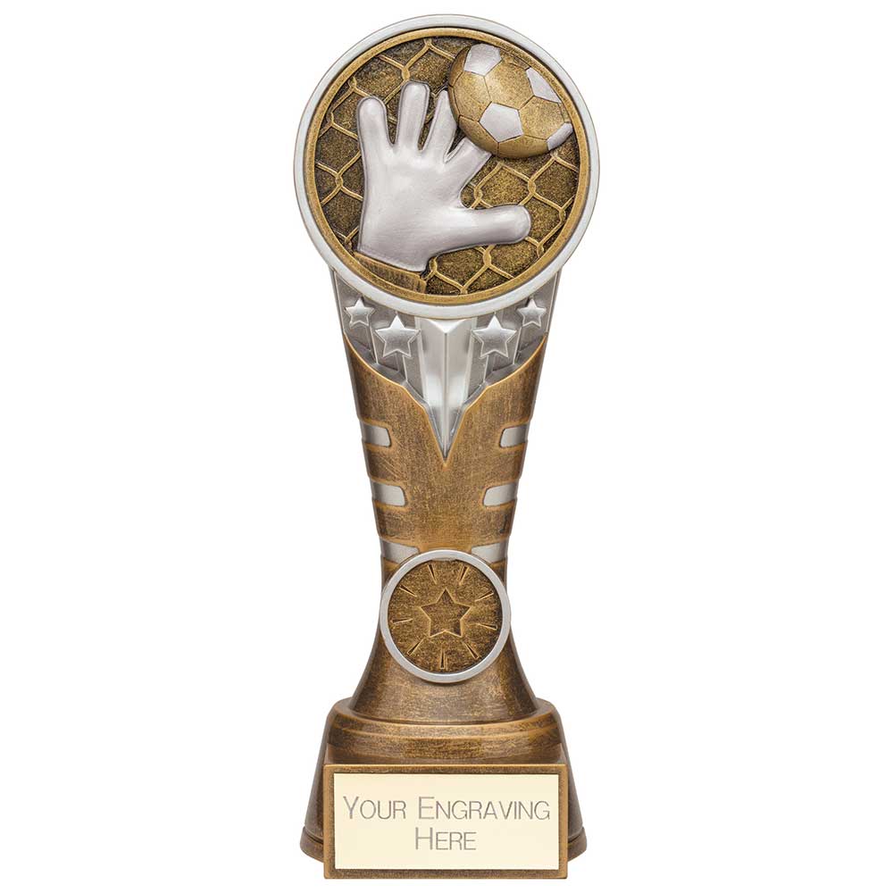 Ikon Tower Goalkeeper Award Antique Silver & Gold 200mm