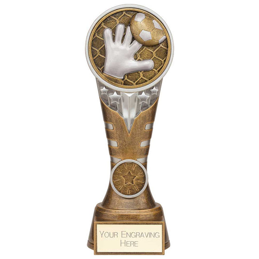 Ikon Tower Goalkeeper Award Antique Silver & Gold 200mm