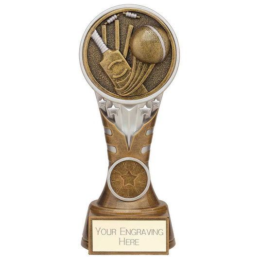 Ikon Tower Cricket Award Antique Silver & Gold 175mm