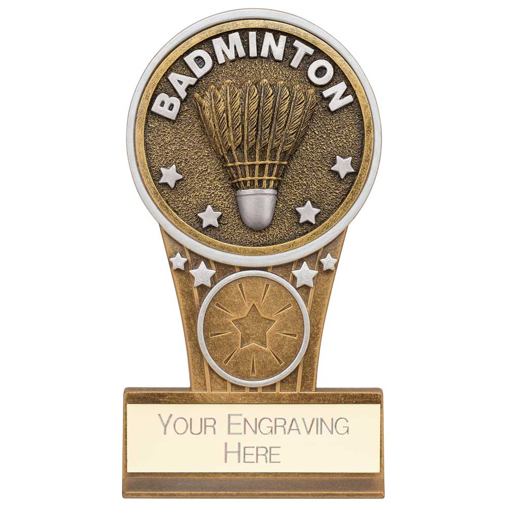 Ikon Tower Badminton Award Antique Silver & Gold 125mm