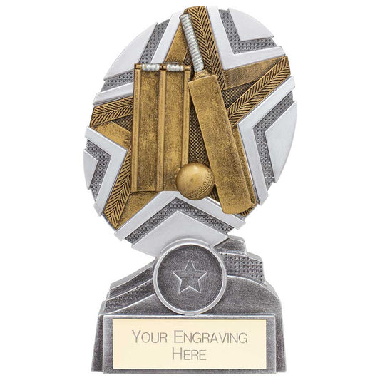 The Stars Cricket Plaque Award Silver & Gold 150mm