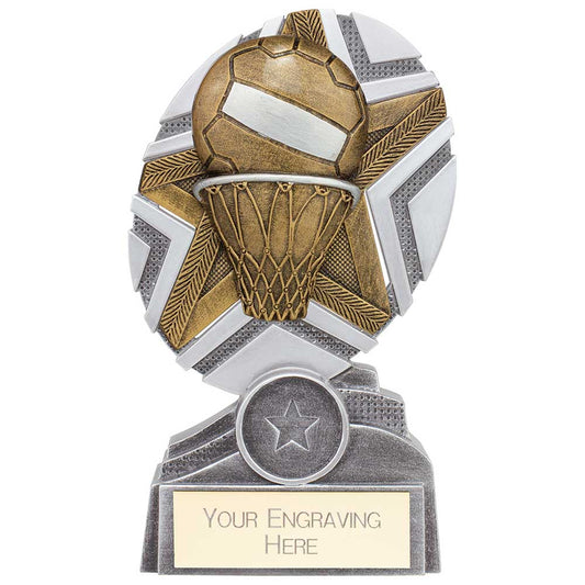 The Stars Netball Plaque Award Silver & Gold 150mm