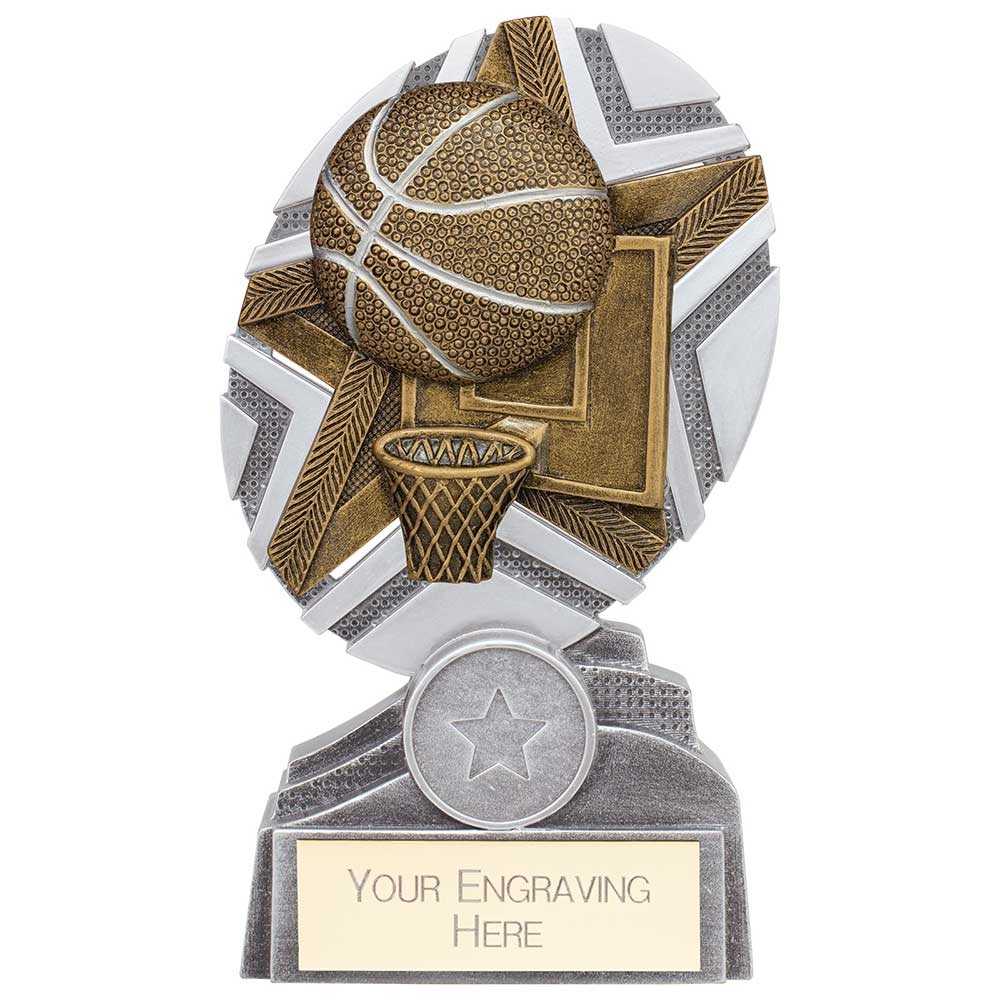 The Stars Basketball Plaque Award Silver & Gold 150mm