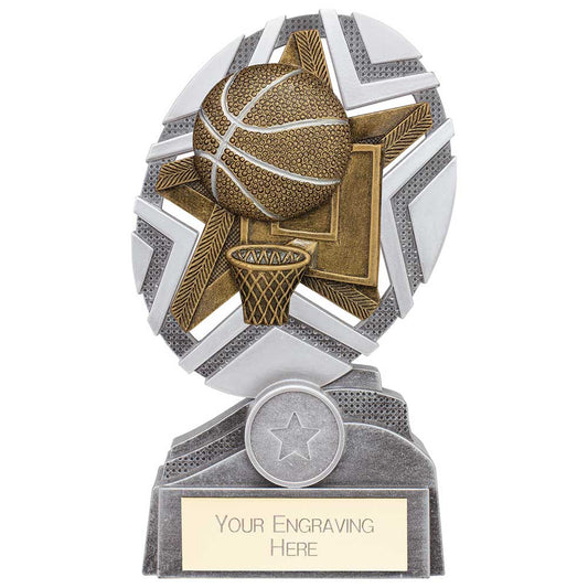 The Stars Basketball Plaque Award Silver & Gold 170mm