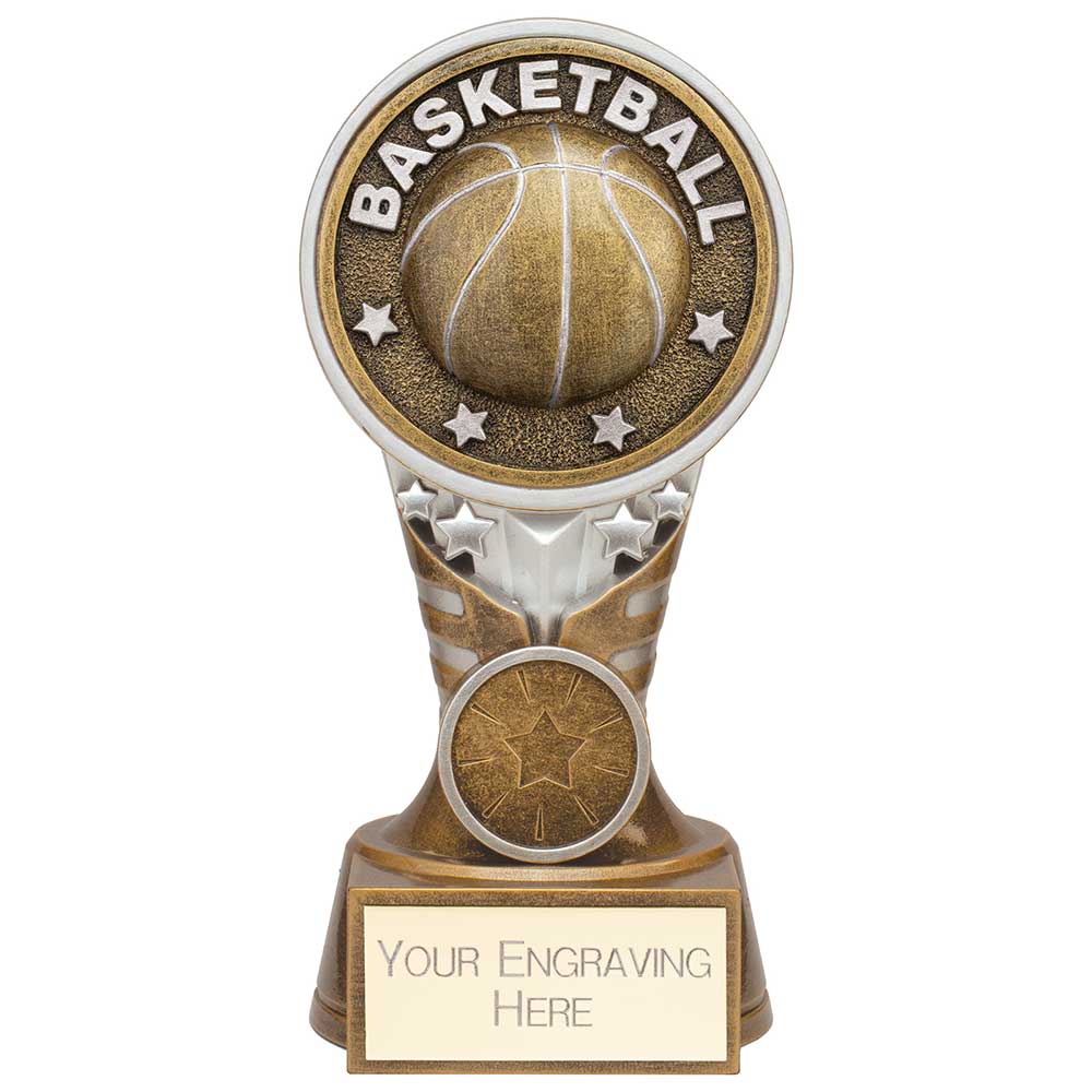 Ikon Tower Basketball Award Antique Silver & Gold 150mm