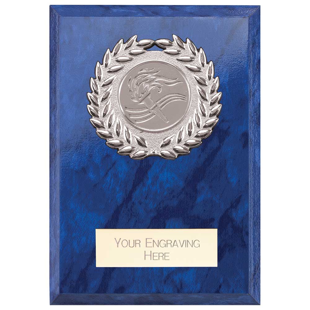 Reward Wreath Plaque Azure Blue 100x75mm