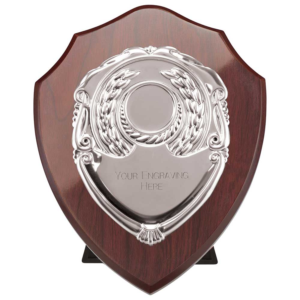 Reward Shield & Front Mahogany & Silver 150mm