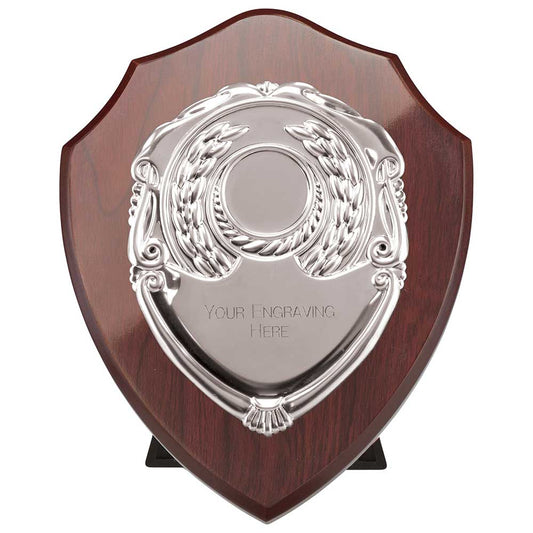 Reward Shield & Front Mahogany & Silver 150mm