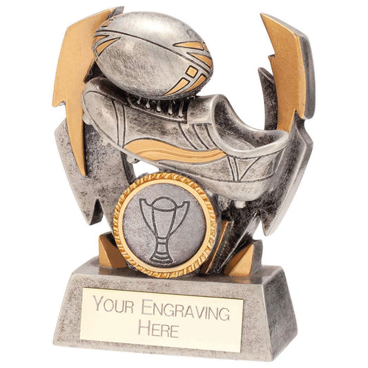 Flashbolt Rugby Resin Award Silver 100mm