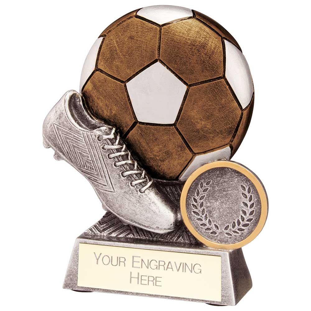 Exodus Football Boot & Ball Award Antique Gold & Silver 80mm