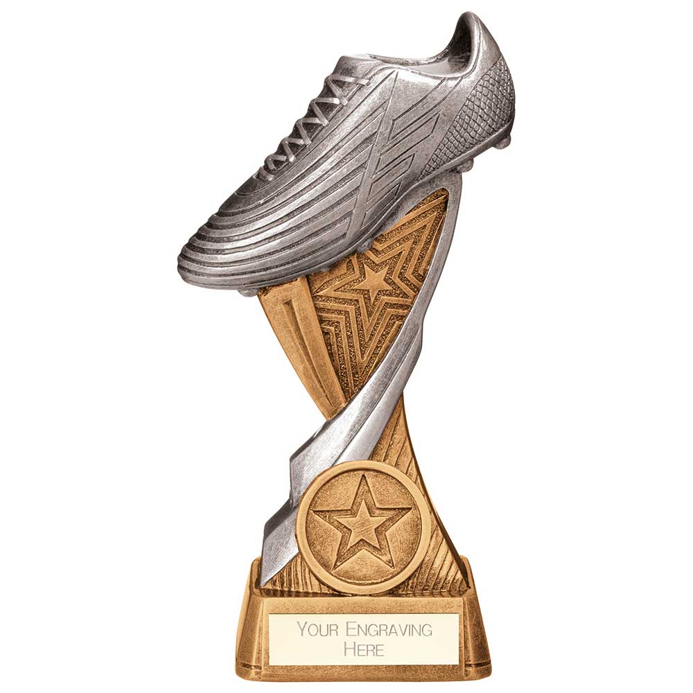 Screamer Football Boot Award Antique Gold & Silver 150mm