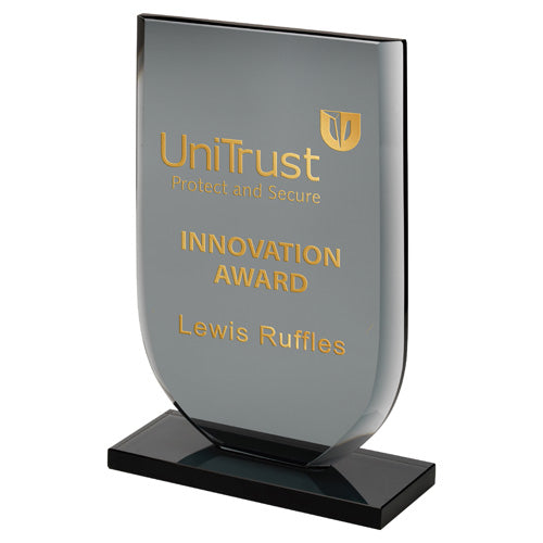 Smoked Black Glass Shield Plaque (10Mm Thick) - 6.75In