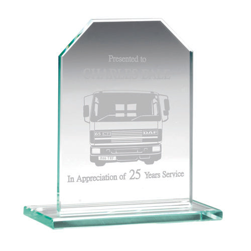 Jade Glass Chamfered Rectangle Plaque (6Mm Thick) - 4.5In