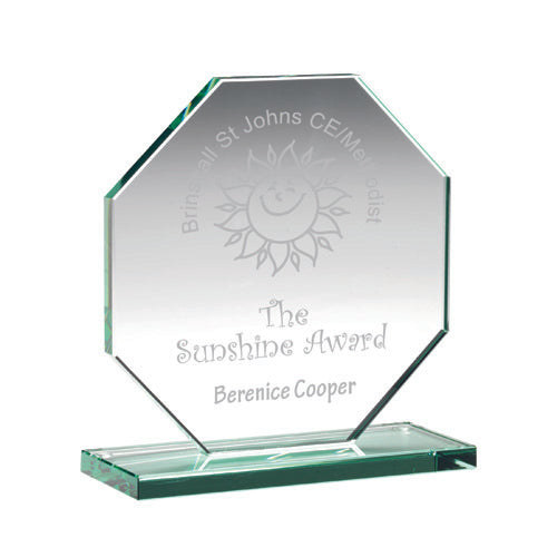 Jade Glass Octagon Plaque (10Mm Thick) - 4In