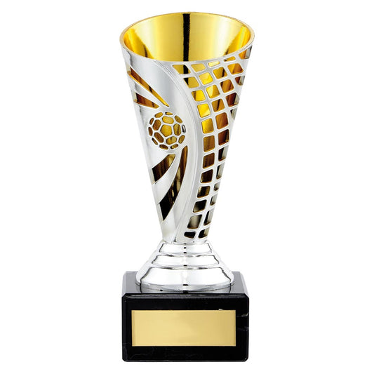 Defender Football Trophy Cup Silver & Gold 150mm