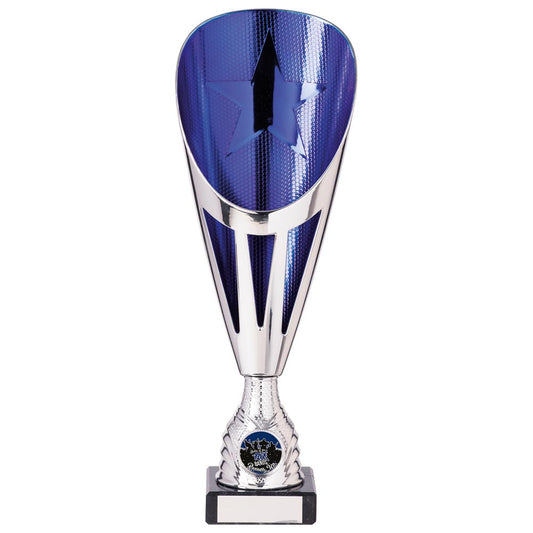 Rising Stars Deluxe Plastic Lazer Cup Silver & Blue 305mm