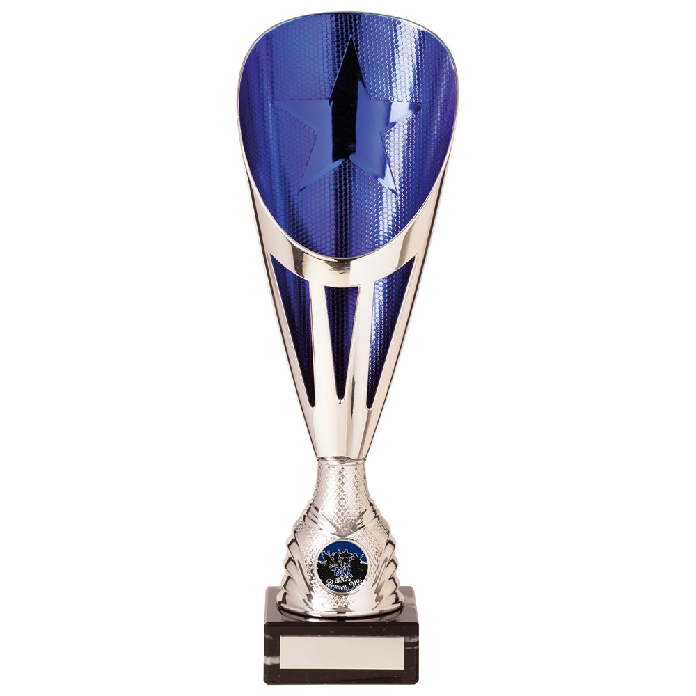 Rising Stars Deluxe Plastic Lazer Cup Silver & Blue 325mm