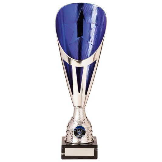Rising Stars Deluxe Plastic Lazer Cup Silver & Blue 325mm