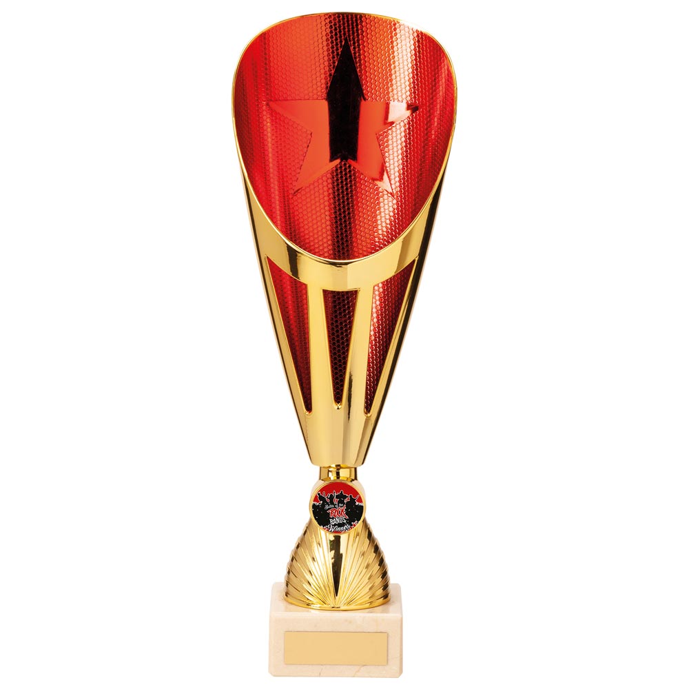 Rising Stars Deluxe Plastic Lazer Cup Gold & Red 315mm