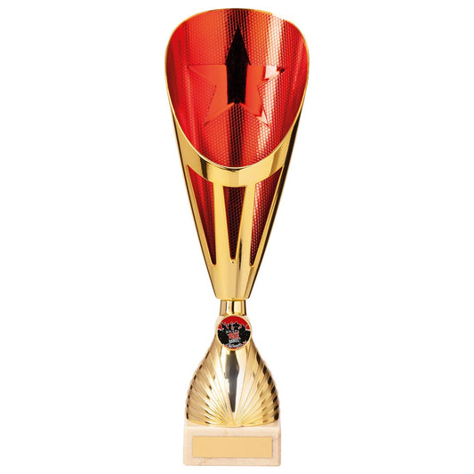 Rising Stars Deluxe Plastic Lazer Cup Gold & Red 335mm