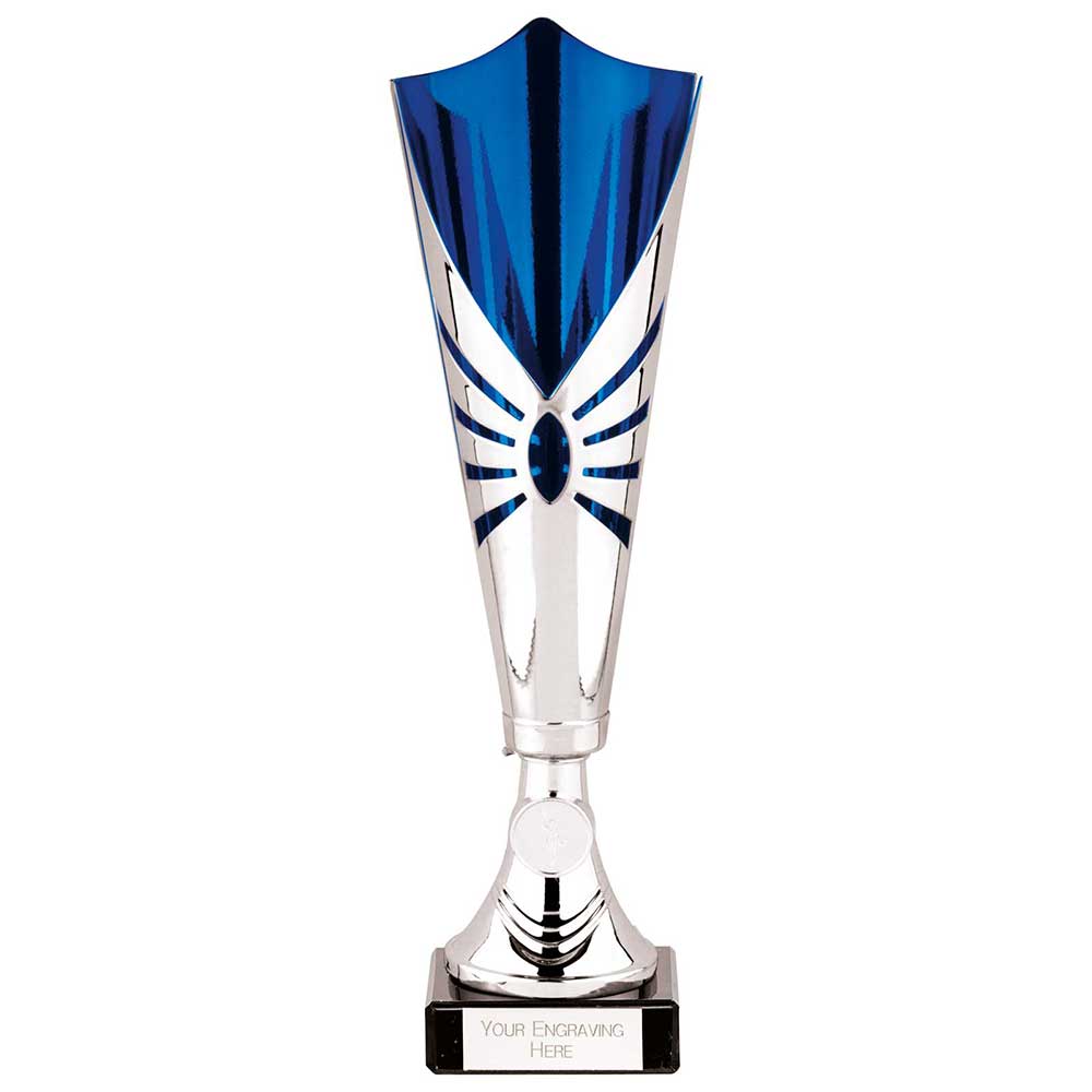 Trident Laser Cup Silver & Blue 325mm