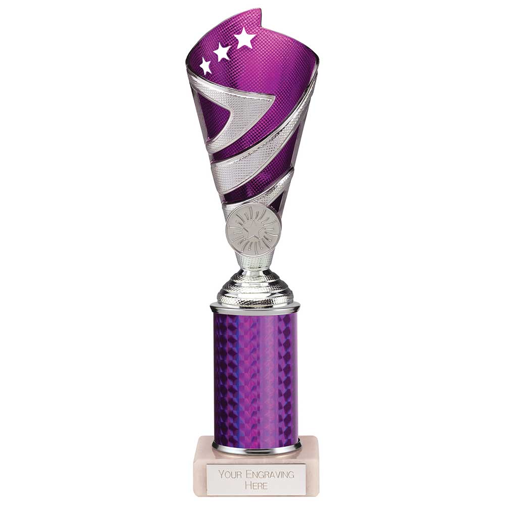 Hurricane Multisport Plastic Tube Cup Silver & Purple 245mm
