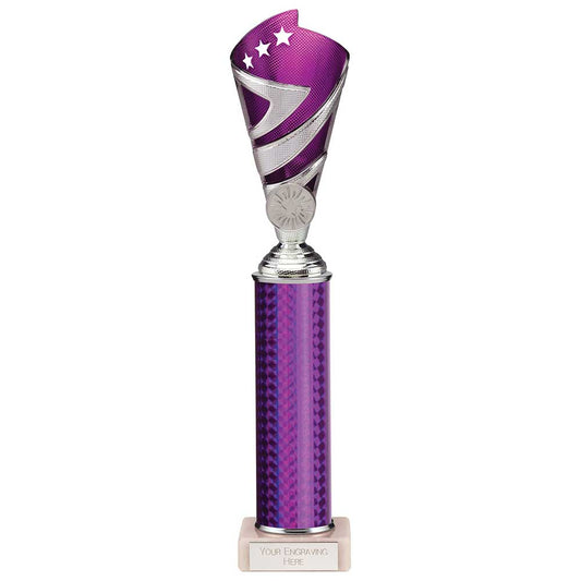 Hurricane Multisport Plastic Tube Cup Silver & Purple 320mm